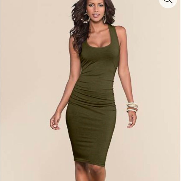 Form Fitting Dress Olive Green - Picture 4 of 4